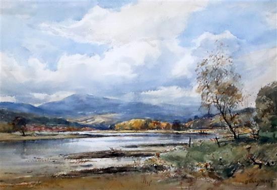 David West (1868-1936) Spey near Foch...shire 9.75 x 14.5in.